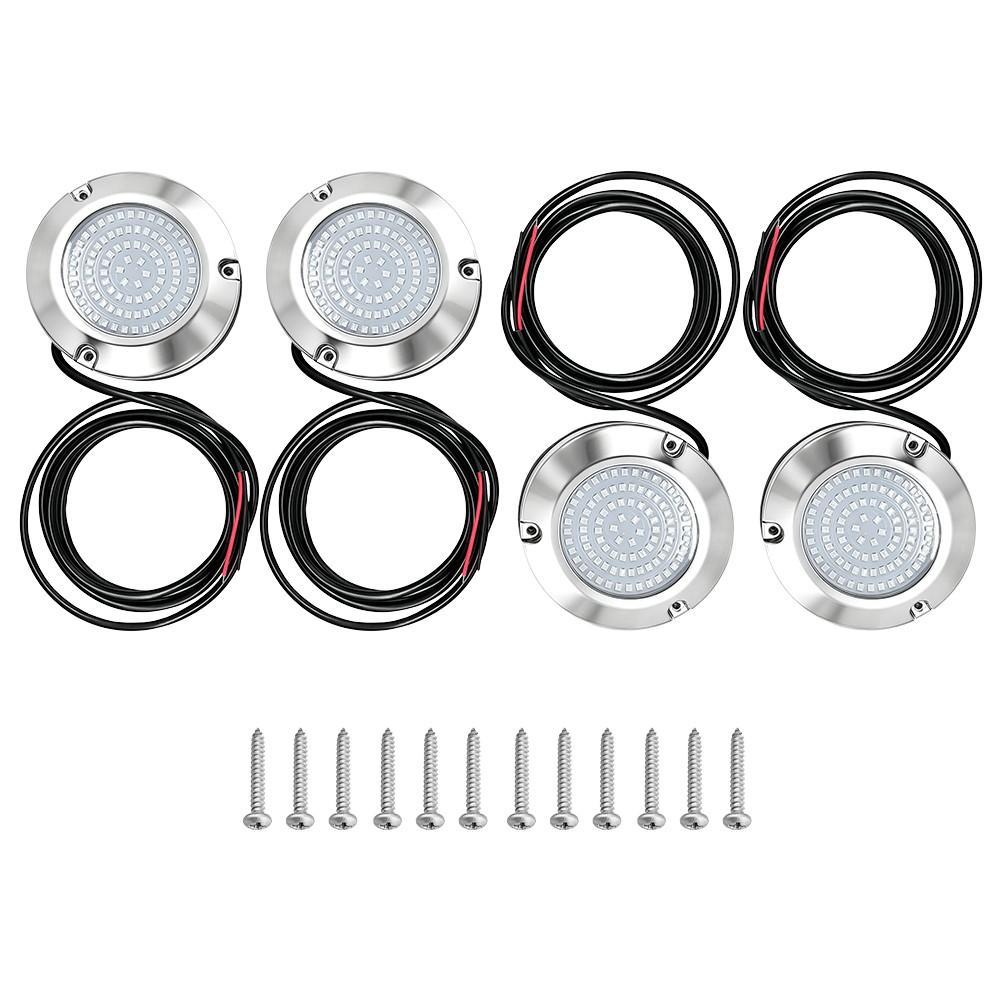 4x Ice Blue Round Marine Boat LED Stern Transom Lights Cabin Deck Courtesy Light