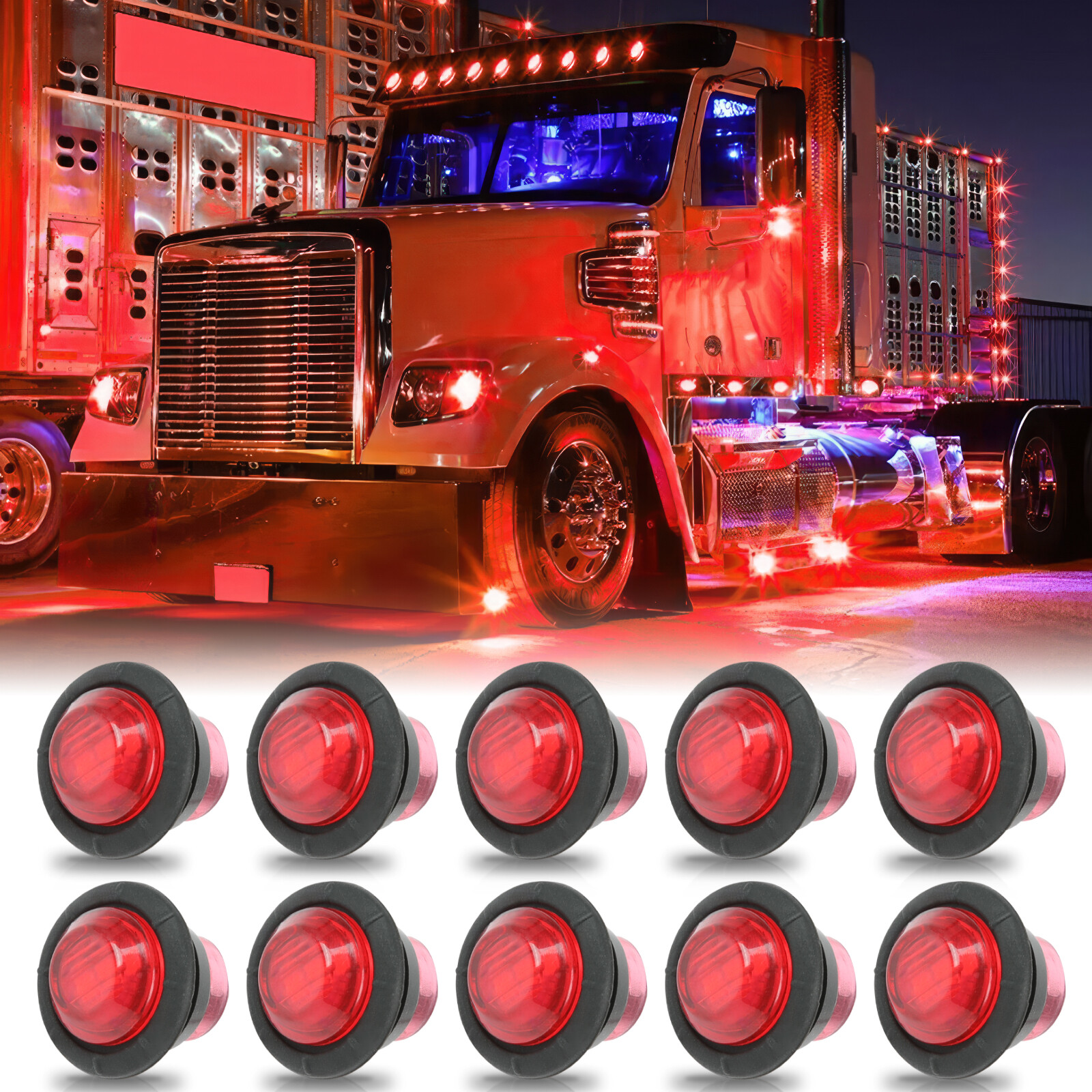 20pcs Mini Round Marker Lights 3/4″LED Truck Trailer Bullet Side Clearance Light