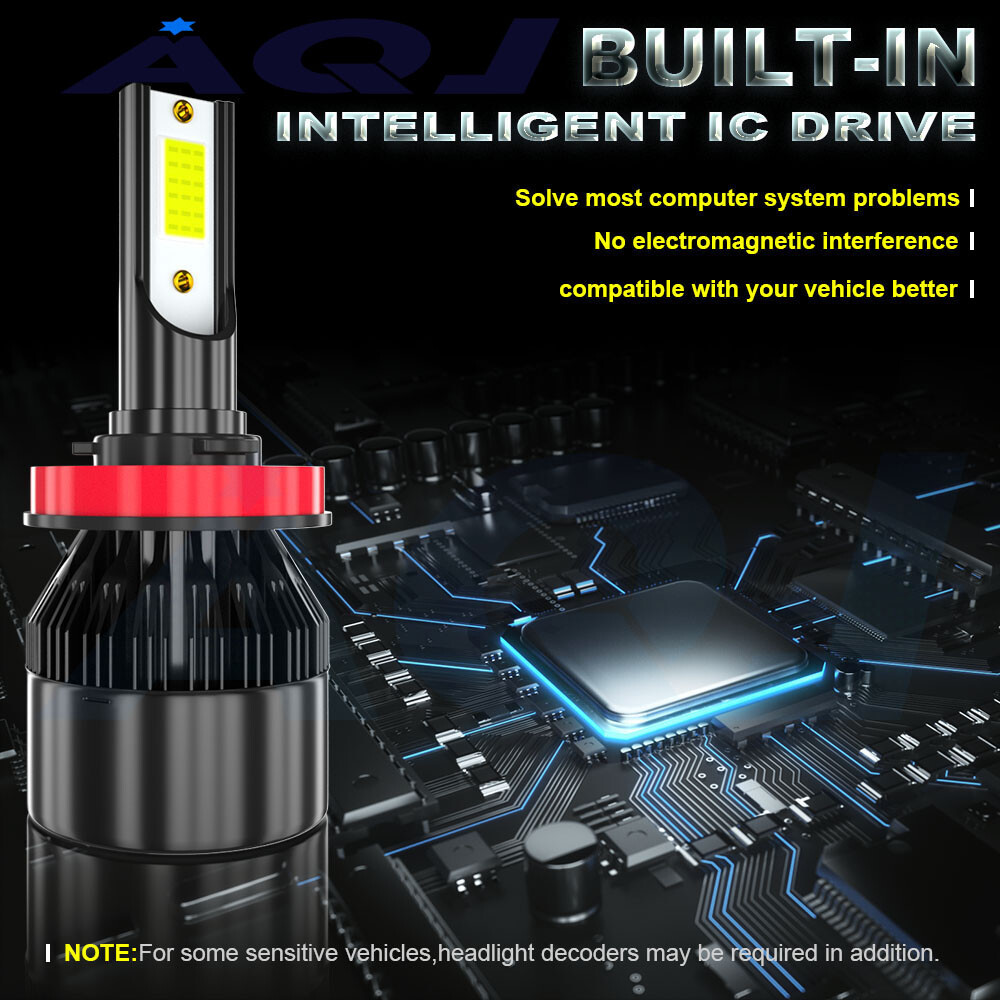 2SIDE Combo 9005+H11 LED Headlight Hi-Low Beam Bulbs Kits 6000K White