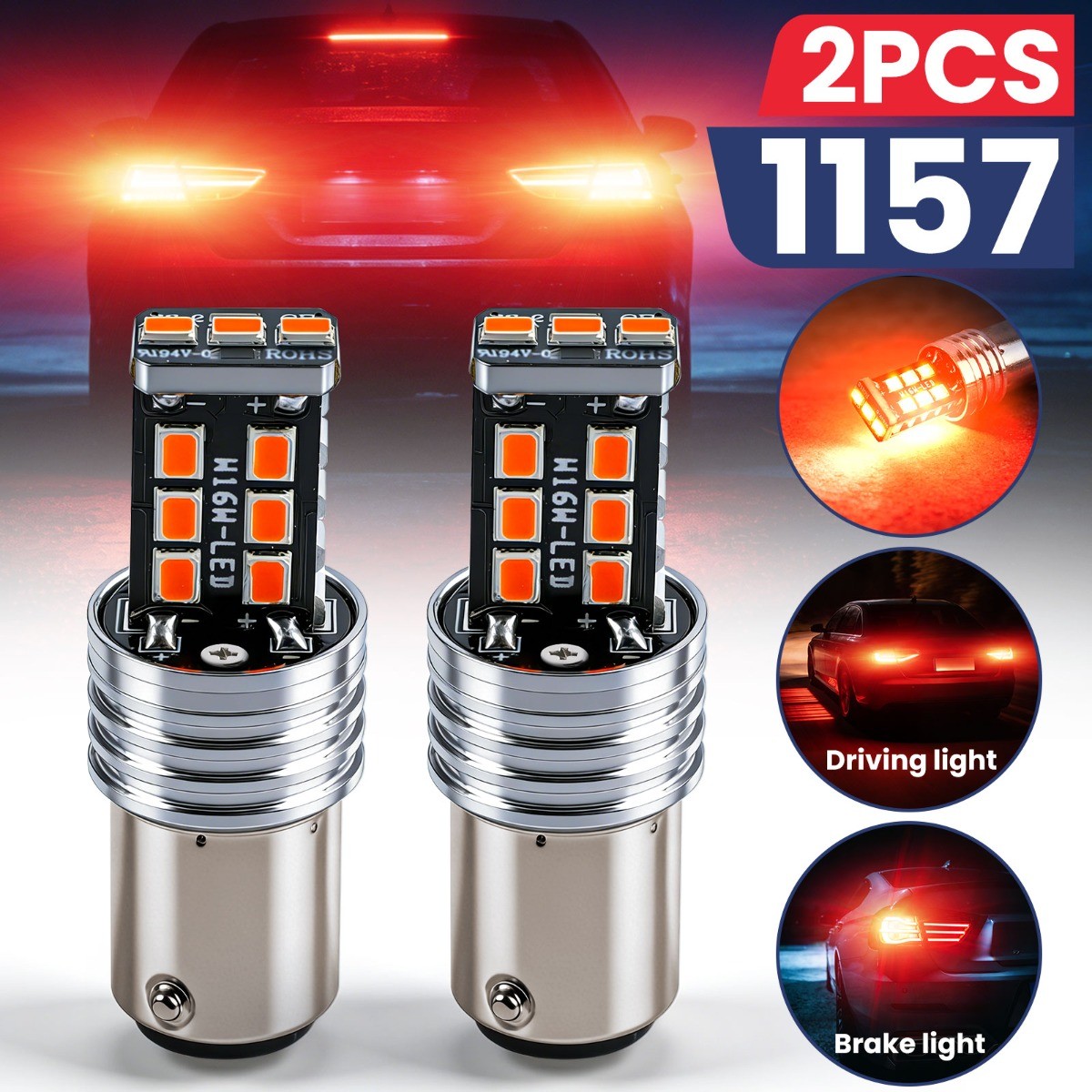 2x 1157 LED Dim Running/parking Light Safety Alert Brake Tail Light Stop Parking