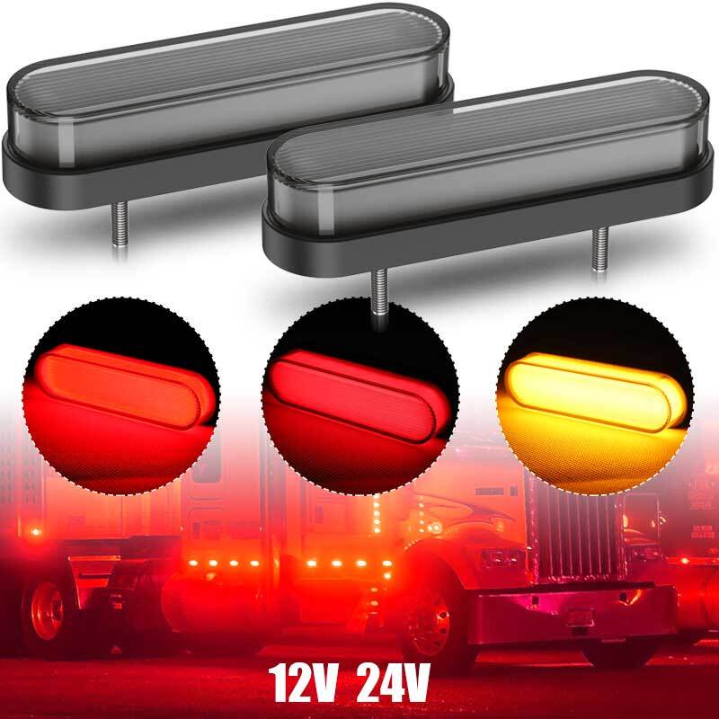 2x Red/Amber 4″ Oval LED Truck Trailer Stop Turn Tail Brake Lights Flowing DRL