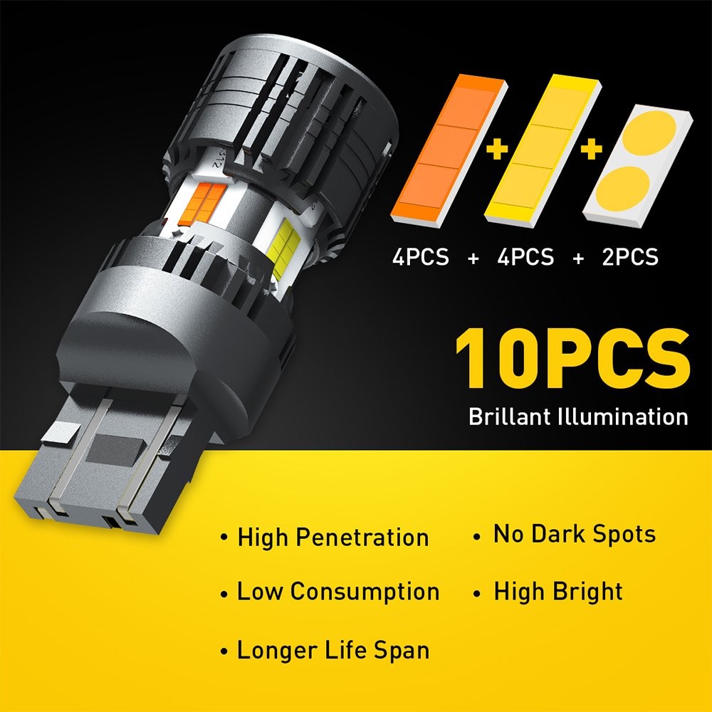 3157 3156 LED DRL Switchback Turn Signal Light Bulbs 7443 1157 7440 White Amber