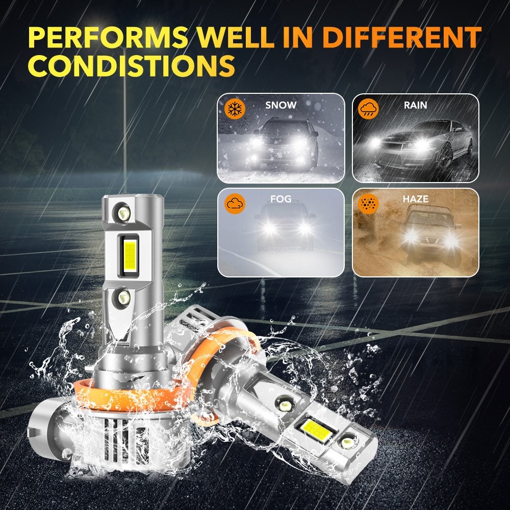 2X LED Headlight H11 High Beam Low Beam Bulb Super Bright 6500K Xenon White EAAE