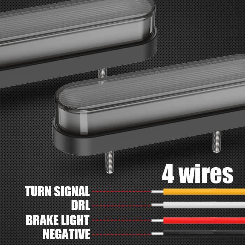 2X 4″ LED Truck Trailer Brake Turn Signal Flowing Tail Light DRL Stop Red Amber
