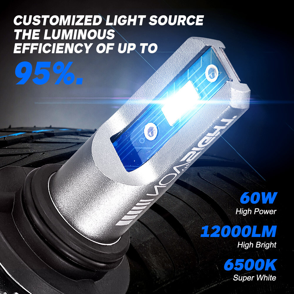 NOVSIGHT 2x 9005 LED Headlights Bulbs High Low Beam 6500K White 12000LM 60W Lamp