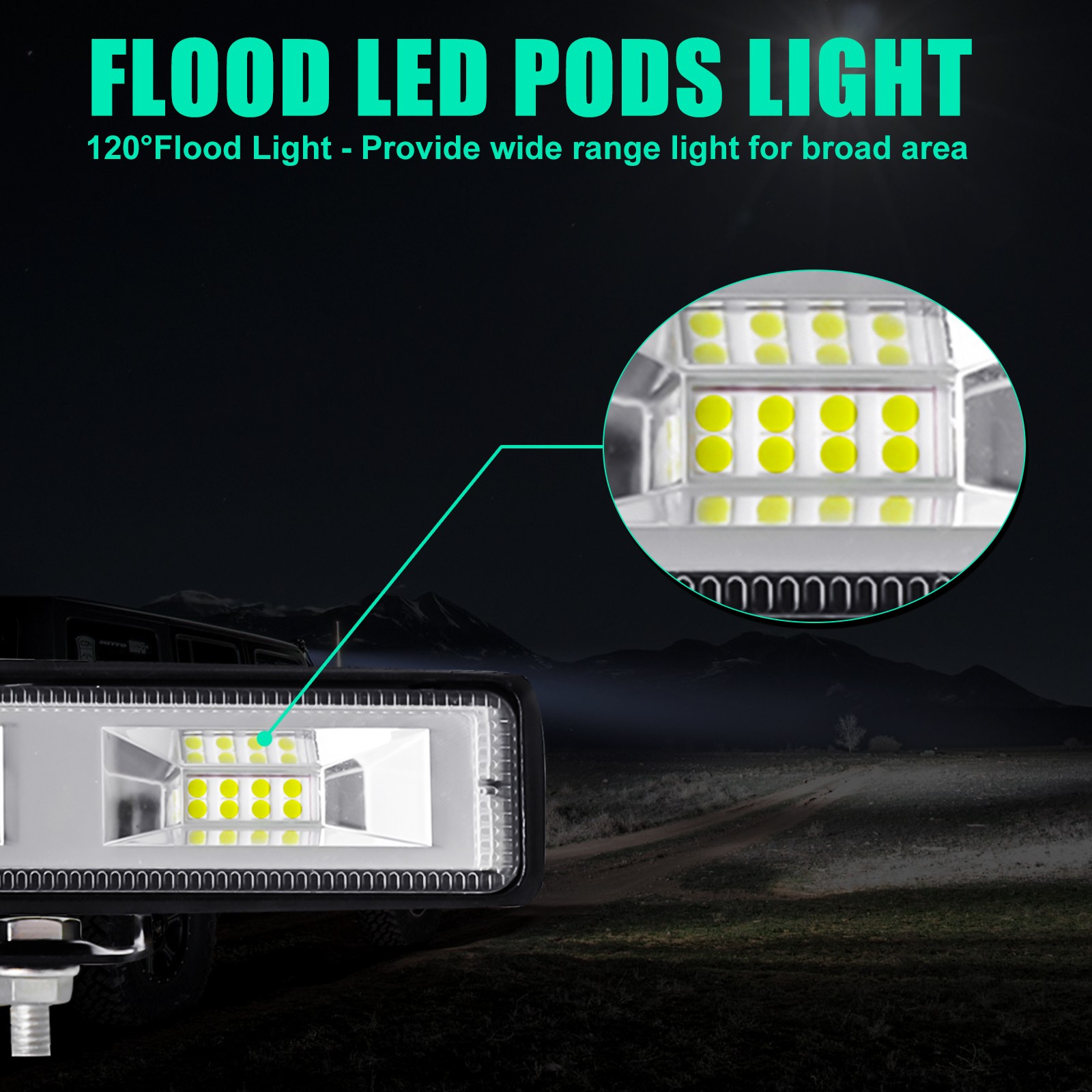 2x 6inch 48W LED Work Light Bar Flood Fog Lamp Offroad Driving Truck SUV ATV 4WD
