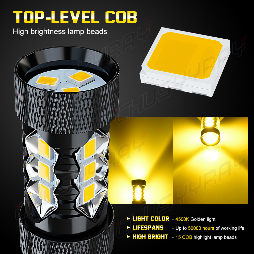 5202 5201 2504 H16 LED Fog Light Bulbs 4500K Gold yellow 16000LM High Power Pair