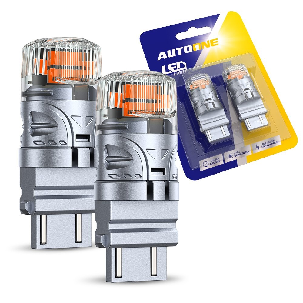 2PCS 3157 LED Reverse SILVER Tail Brake Turn Signal DRL Light Bulb 3000K Amber