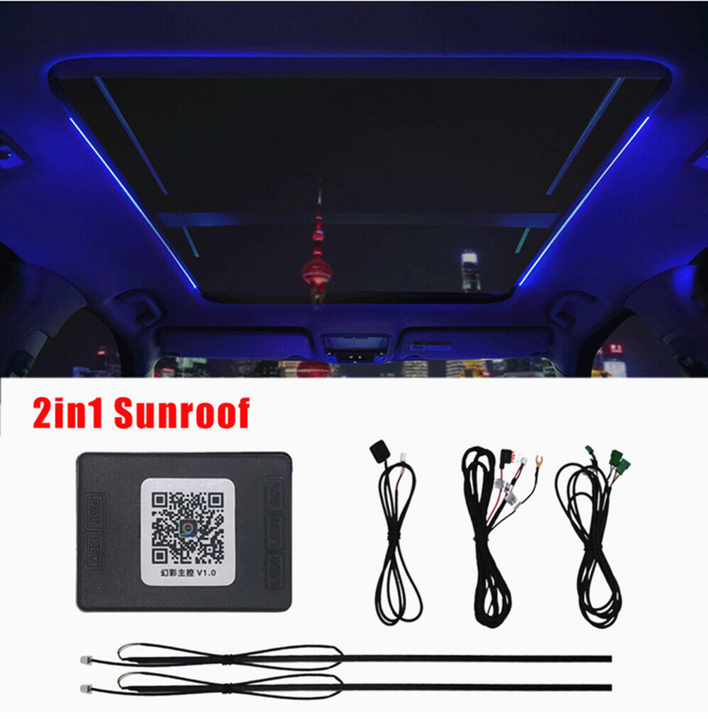 LED Light Strip Car Sunroof Atmosphere Lamp RGB Colorful Ambient Decoration 2Pcs