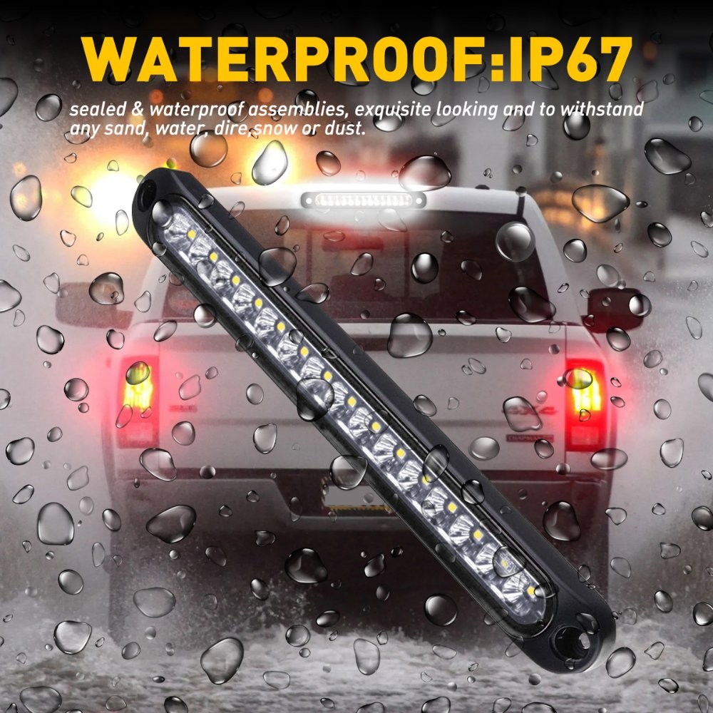 2PCS 10″ LED Sealed Truck Trailer Reverse Backup Lights Bar Rear Tail Lamp White