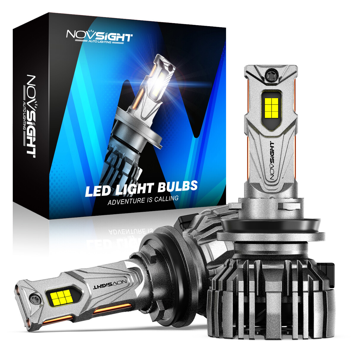 NOVSIGHT Pair 140W H11 LED Headlight Bulbs Kit High Low Beam 30000LM 6500K White