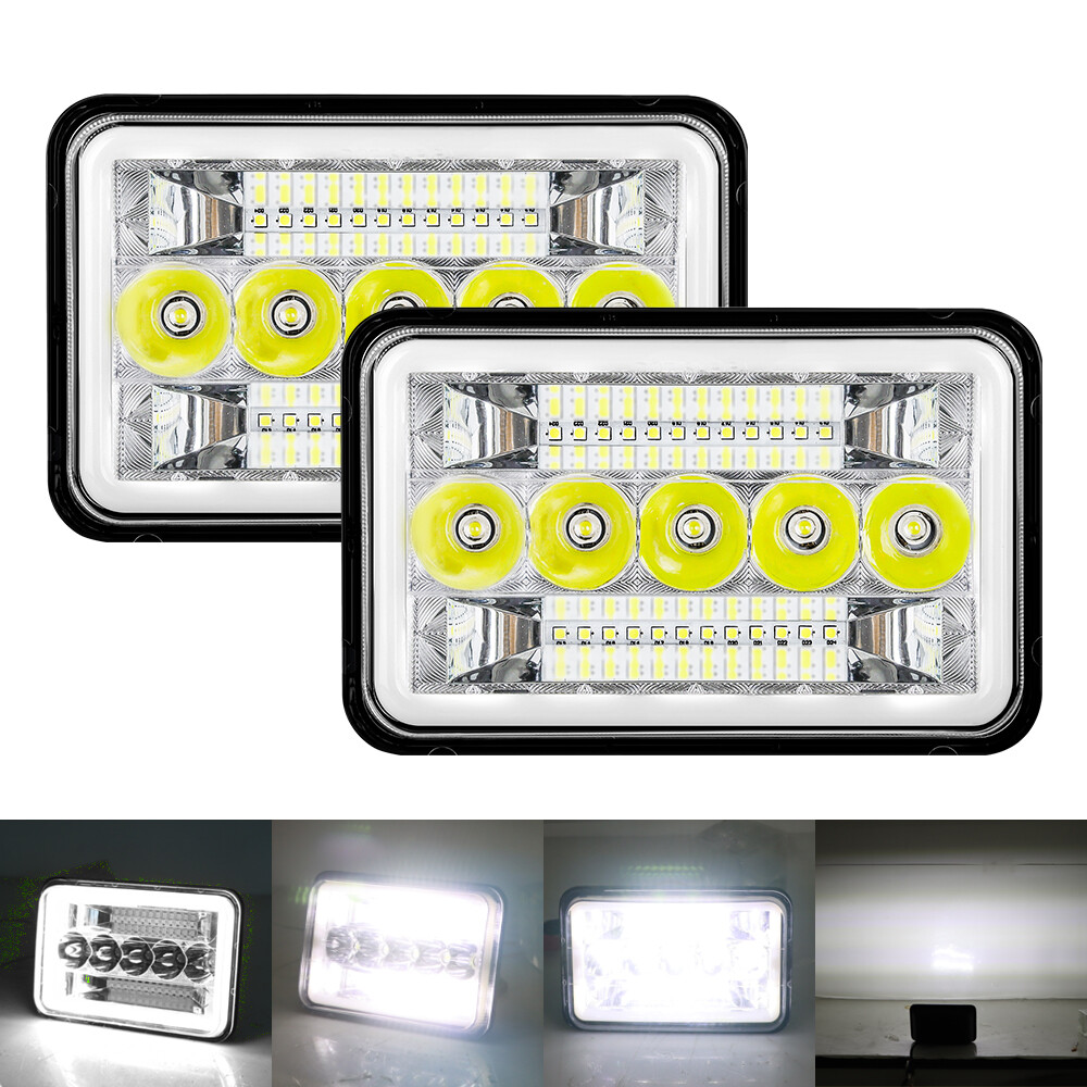 2PCS 4×6“ LED Work Lights Driving Fog Headlights DRL For Car SUV Truck Tractor