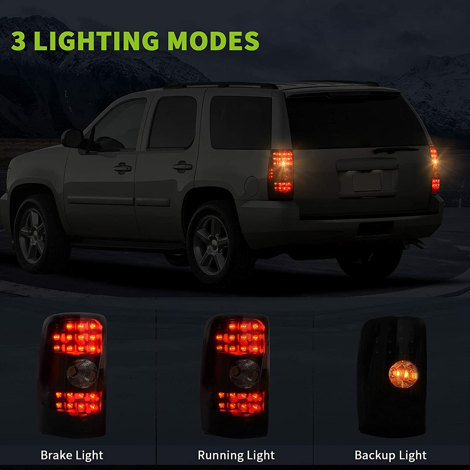 For 2000-2006 Chevy Suburban Tahoe GMC Yukon LED Tail Lights Black Rear Lamps