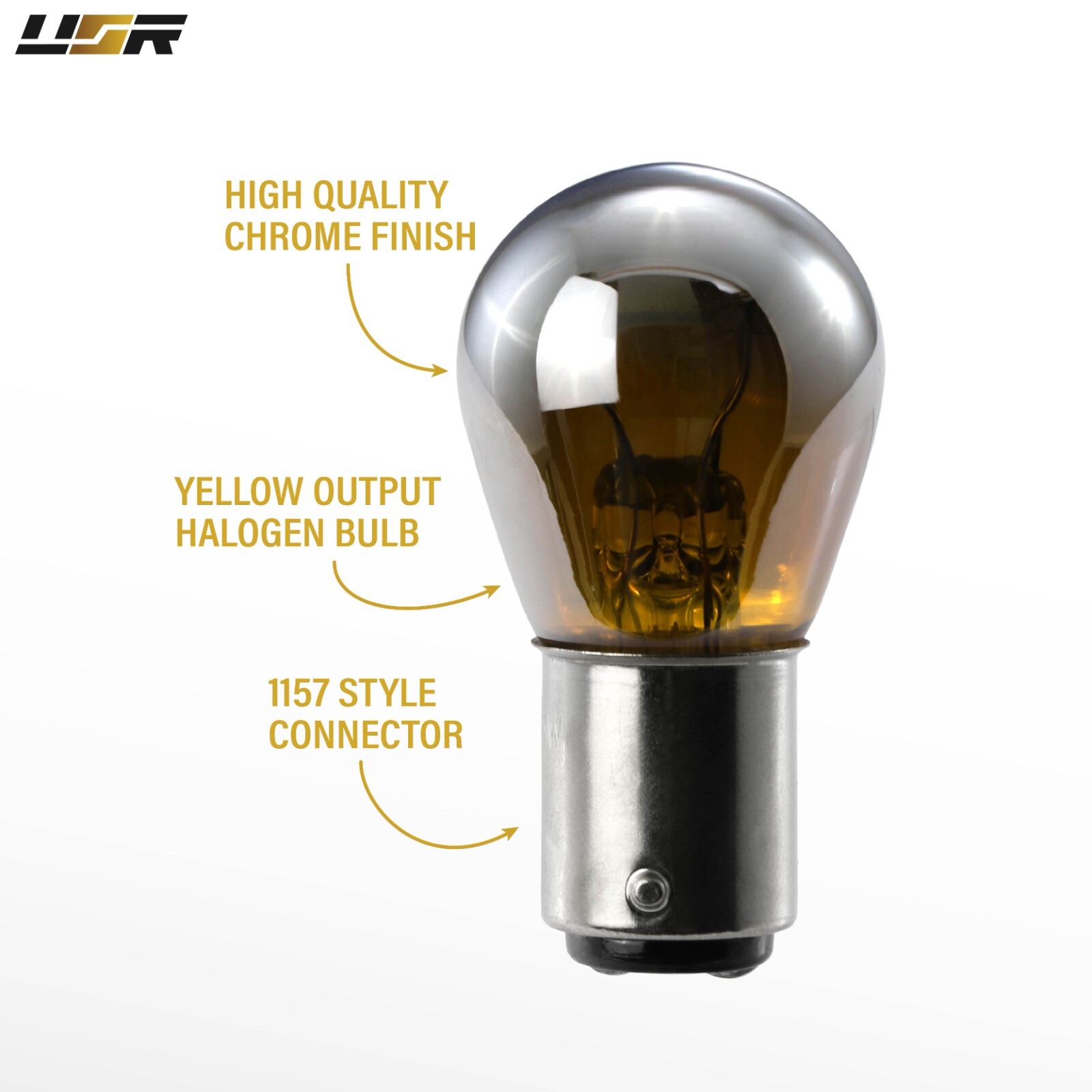 P21/5W / 1157 Dual Filament Stealth Chrome Yellow Halogen Bulbs Pair