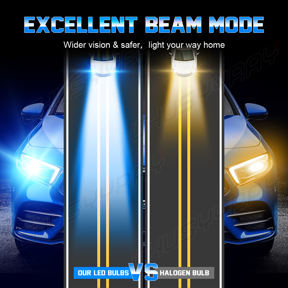 4PCS Mini Combo 9005+H11 LED Headlight Kit High Low Beam Bulbs ICE BLUE 8000K