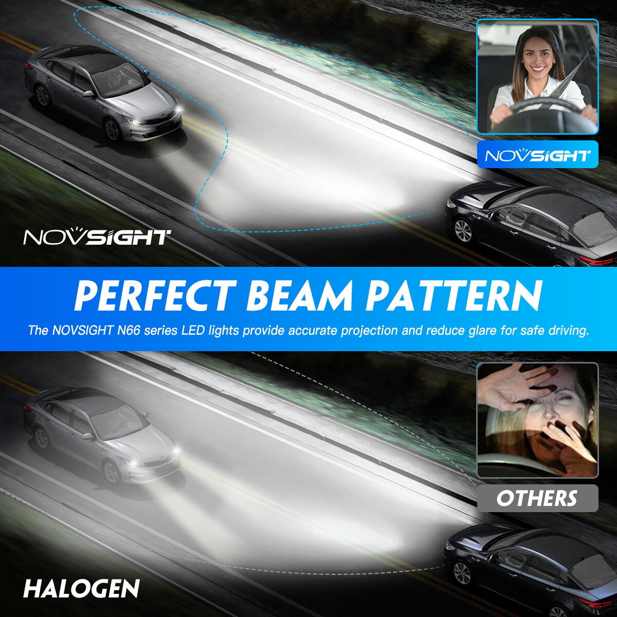 2pcs NOVSIGHT 9003 H4 LED Headlight Bulbs Kit 13000LM High Low Beam Bright Lamp