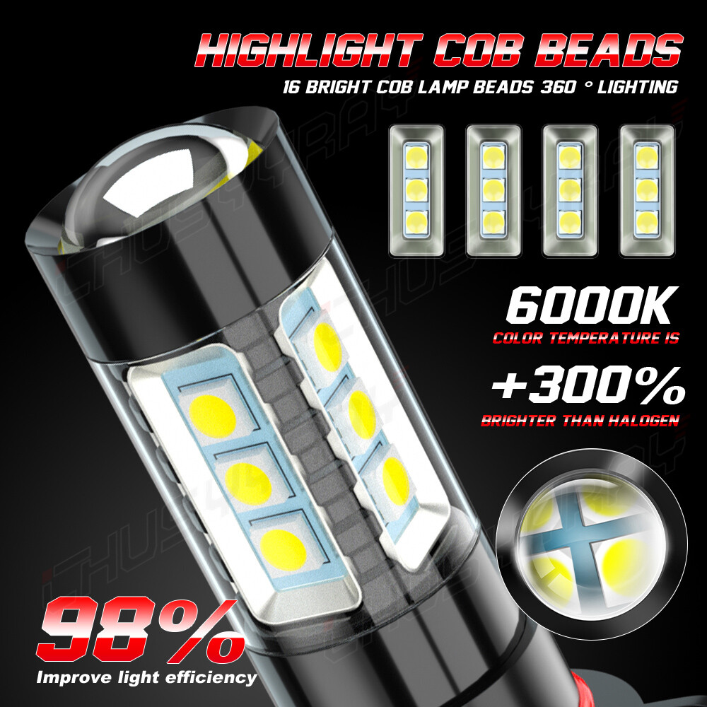 9012 5202 LED Headlight + Fog Light Bulb Combo 6000K for Jeep Cherokee 2014 2015