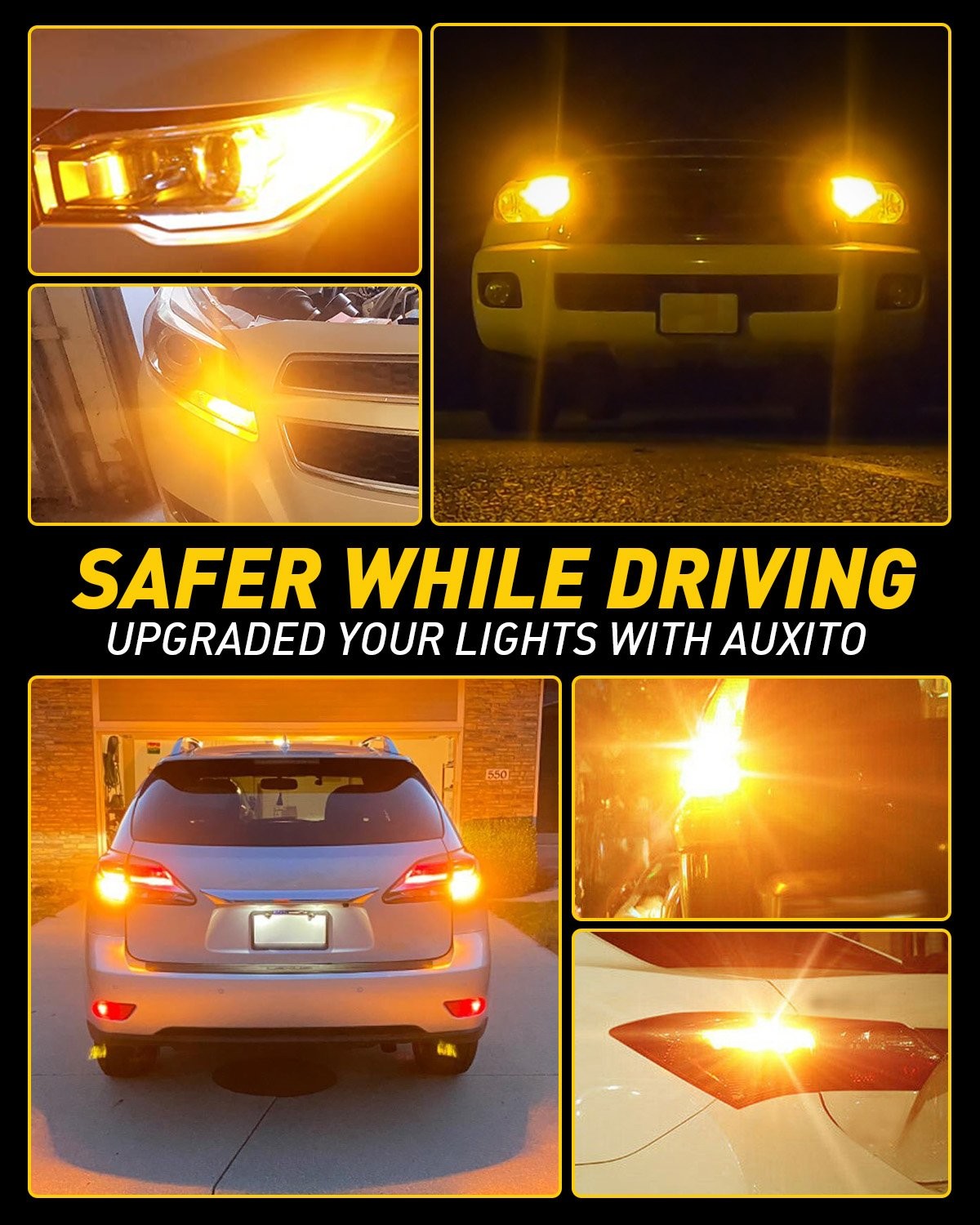 2-20 LED Turn Tail Signal Light Bulb 7443 7442 7444 W21W Amber Built-in Resistor