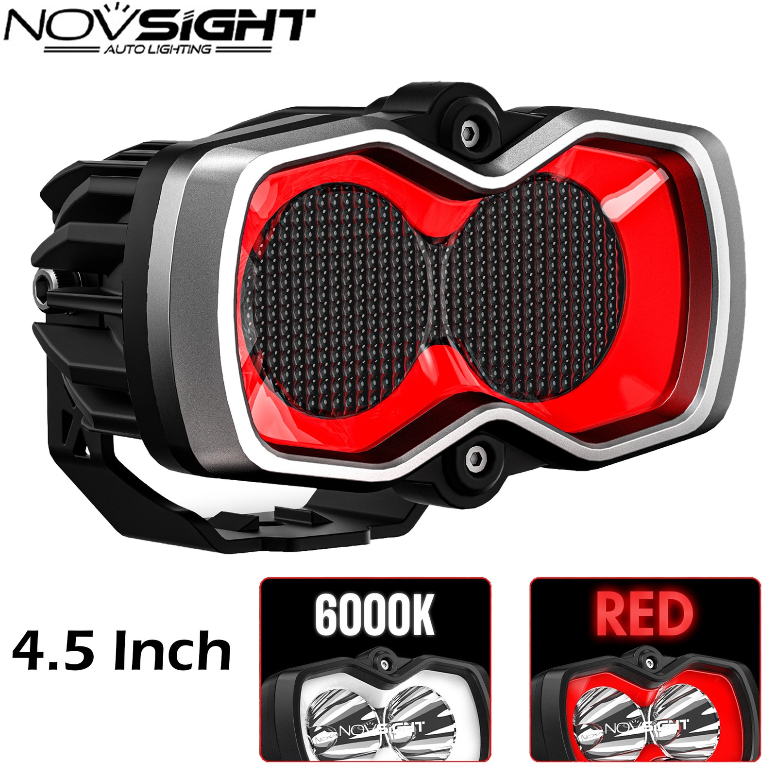 NOVSIGHT 4.5″ LED Work Lights Pod Off Road Flood Lamp Combo Beam Blub