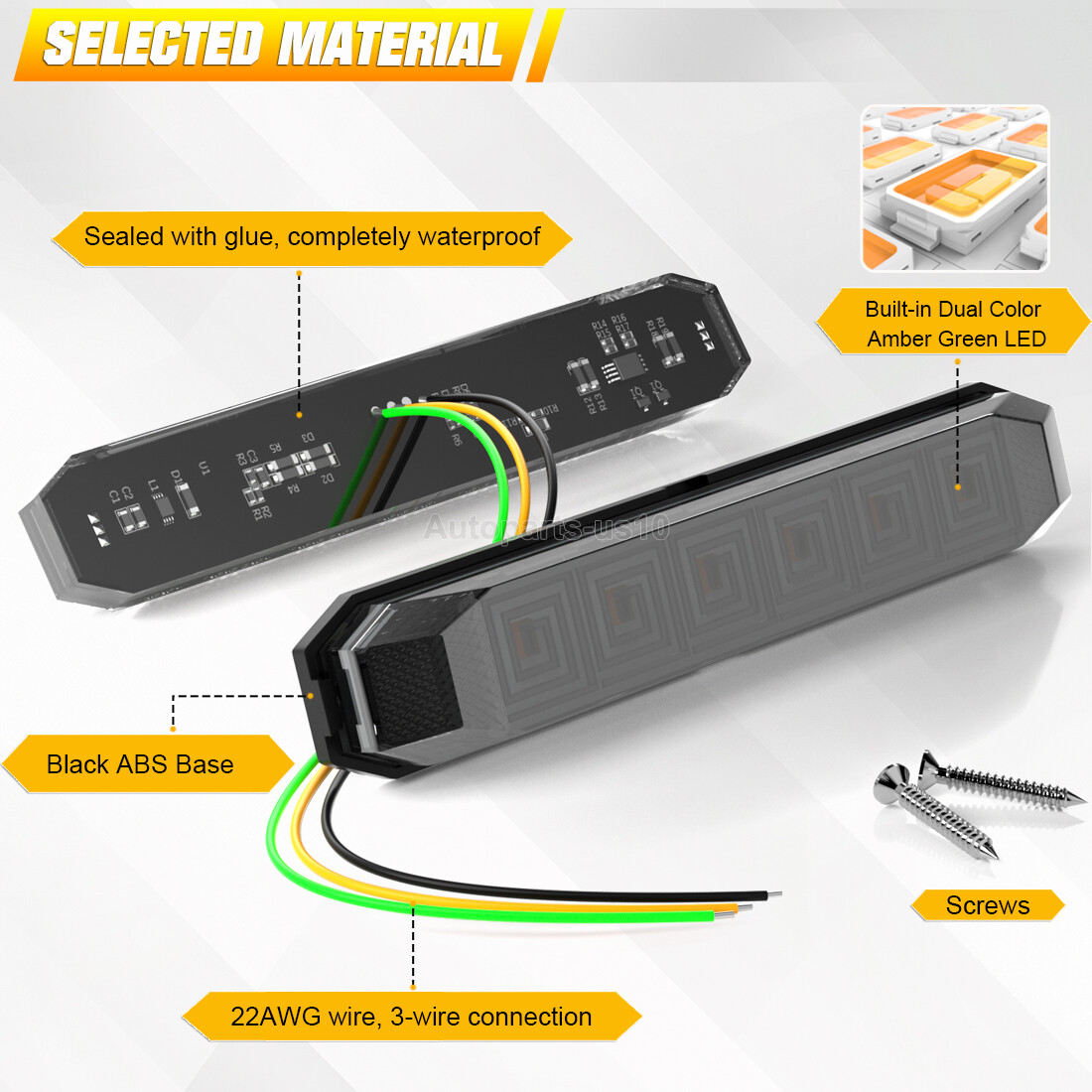10x 4.7″ LED Side Marker Lights Strip Smoked Amber Green Dual Color Clearance