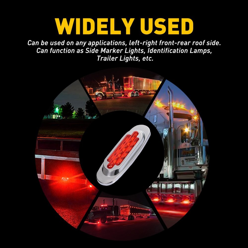 LED Red Side Marker Lights Lamp 16-SMD For RV 12V Truck Trailer Accessories