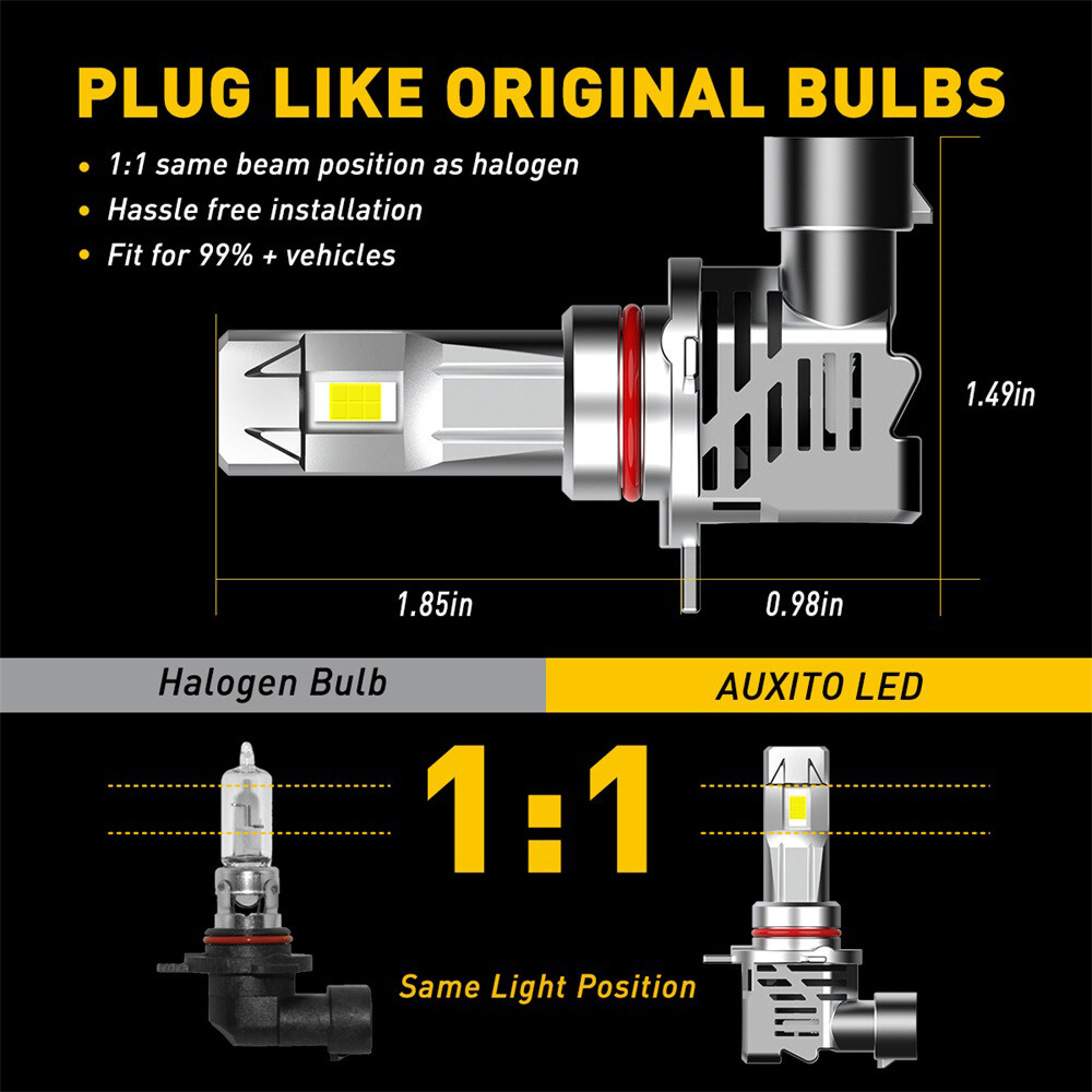 2X 9012 Bulbs LED High Low Beam Headlight 35W 3300LM White Super Bright DC9-30V