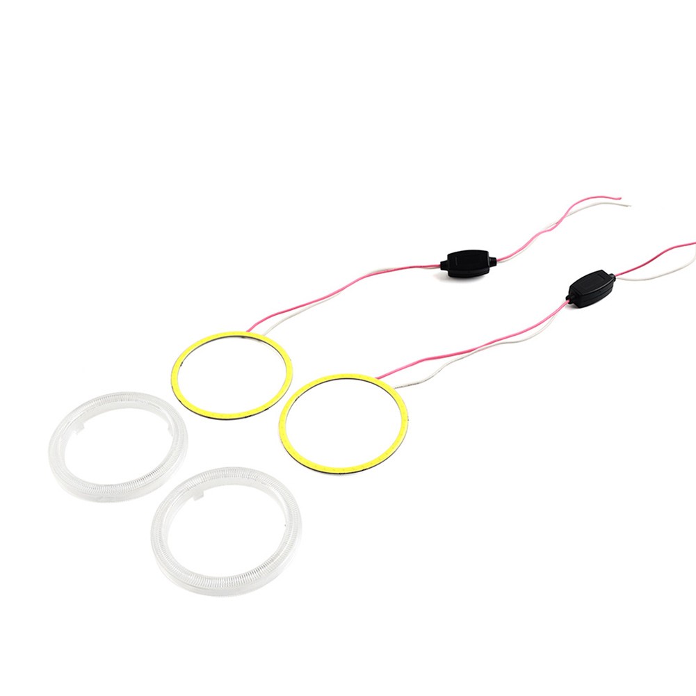70MM DRL Fog Headlights Lamp COB Angel Eyes Halo Ring LED Light Red 2pcs 12V