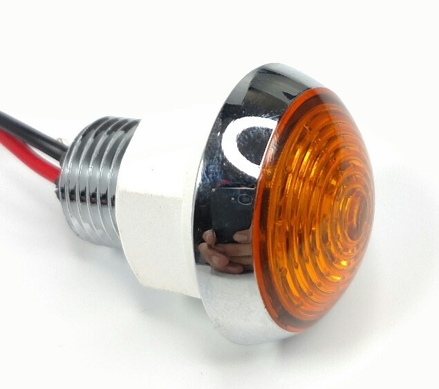 Pair 1-1/4″ Dual Function Amber LED Marker Light VTG/Classic Mini Moon Chrome