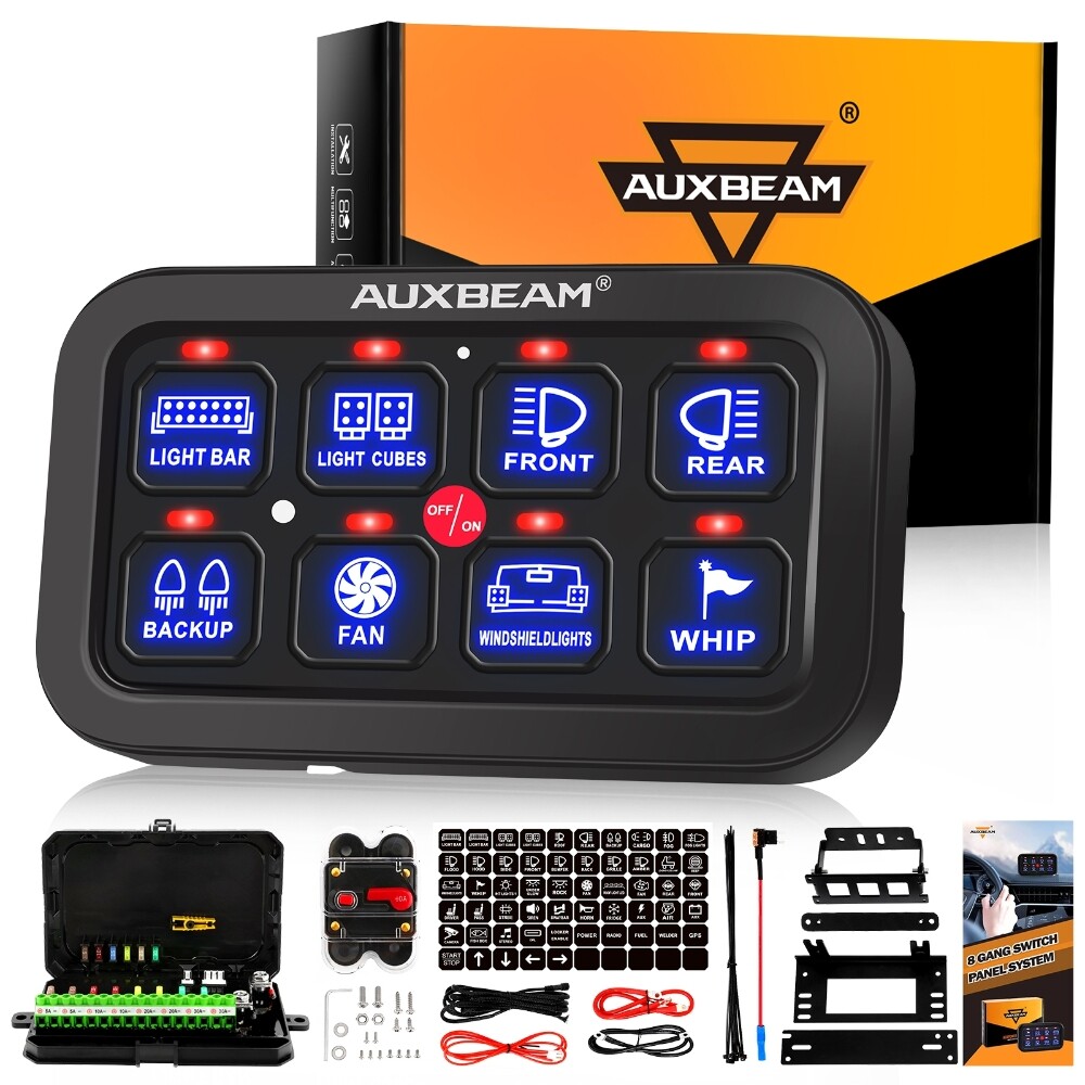Universal 8 Gang Switch Panel Relay System DC 12-24V On-Off Control Accessories