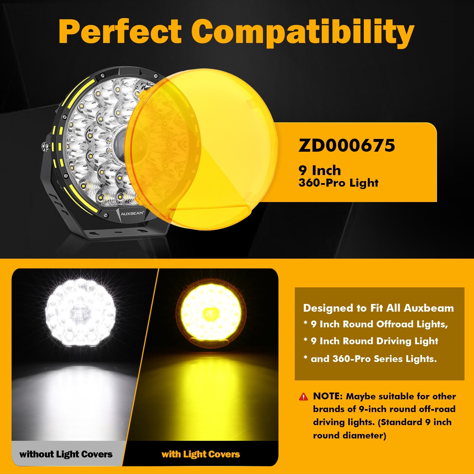 AUXBEAM 9″inch Round 360-PRO LED Work Light Pods Offroad Driving Lamps + Covers