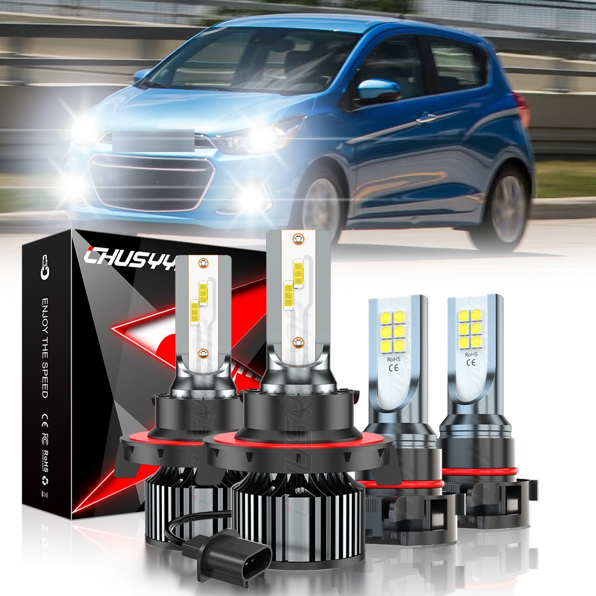 Fit Chevrolet Spark 2016-2020 LED Headlight High Low Beam Fog Light Bulbs Combo
