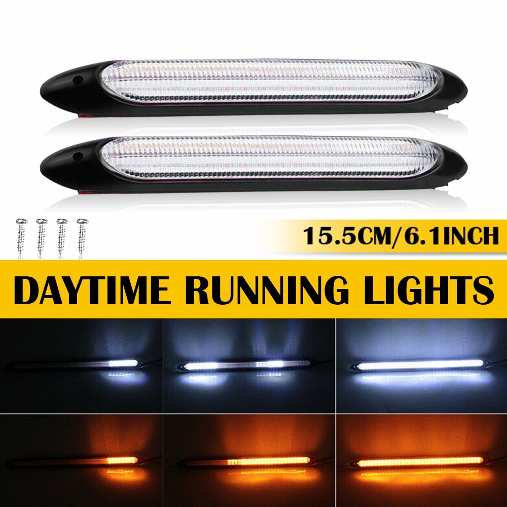 2pcs 6″ Dynamic Headlight DRL LED Daytime Running Turn Signal Light 6000K/3000K