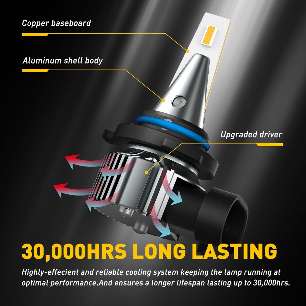AUXITO 9006 HB4 3000K Amber LED Headlight Kit Low Beam Pair Light Bulbs FOGLIGHT
