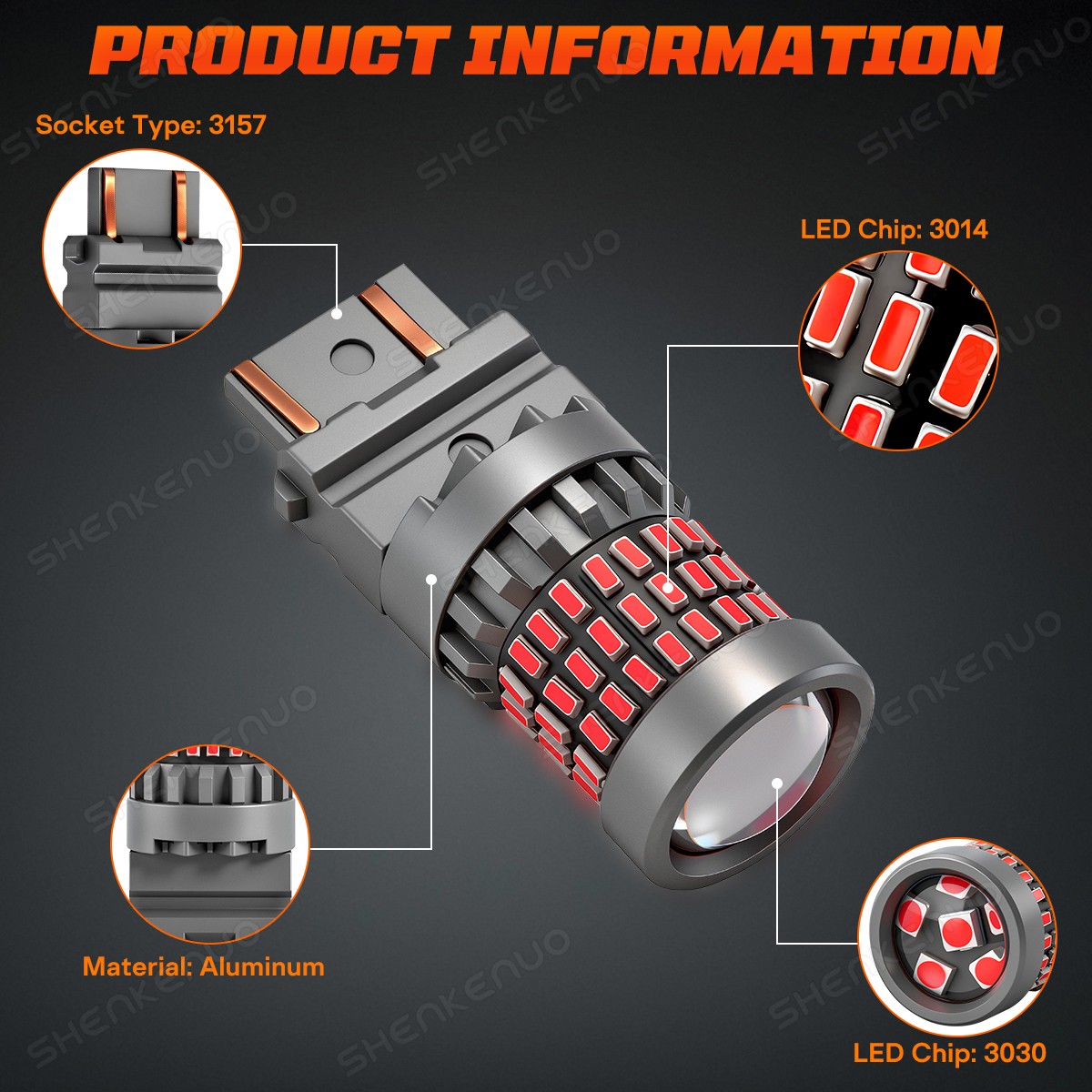 2PCS 3157 LED Red Strobe Flash Blinking Brake Stop Tail Light Parking Bulb Lamp