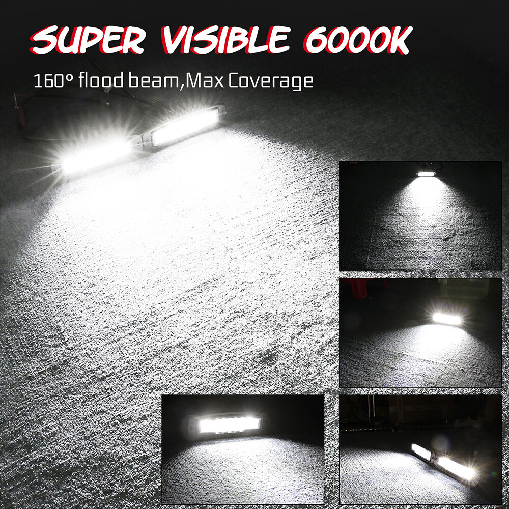 2x 7″ 160W Flush Mount LED Work Light Bar Spot Flood Driving Reverse OffRoad 4WD