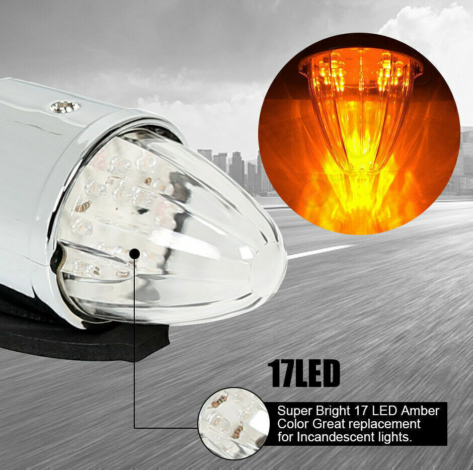 17 LED Amber Semi Truck Roof Cab Marker Clearance Lights For Peterbilt Mack CC