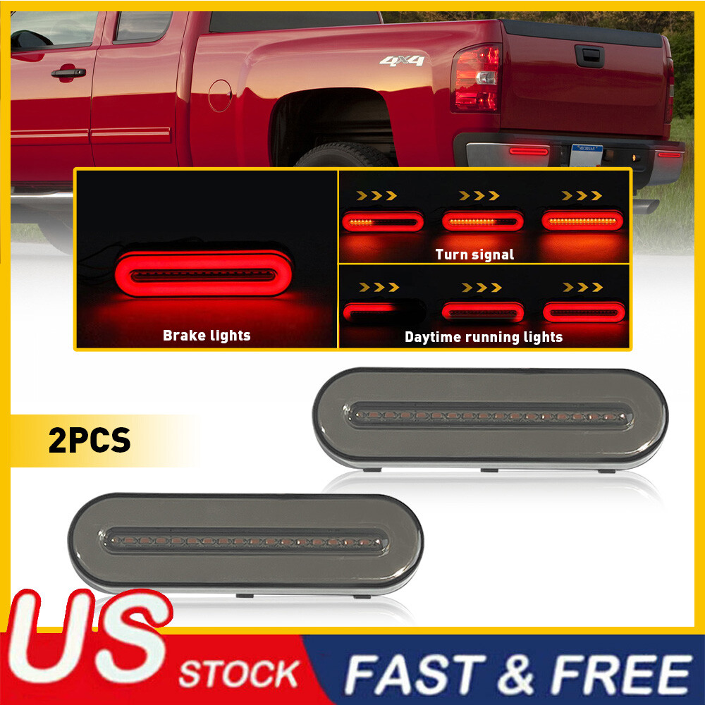 Trailer Truck LED RED+AMBER 5″ Oval Stop Turn Tail Brake Light Flowing DRL USA