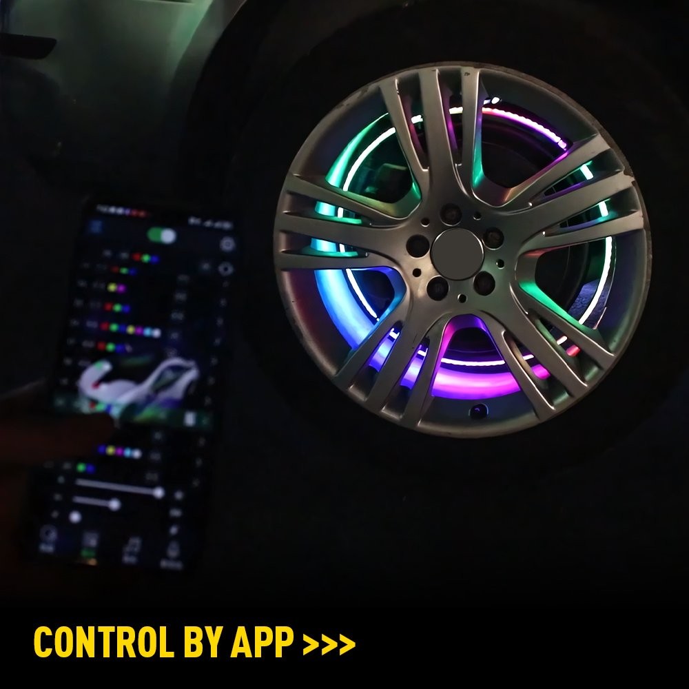 3 Row 15.5 LED Wheel Ring Rim Lights Color RGB Turn Signal IP68 5050 remote+APP