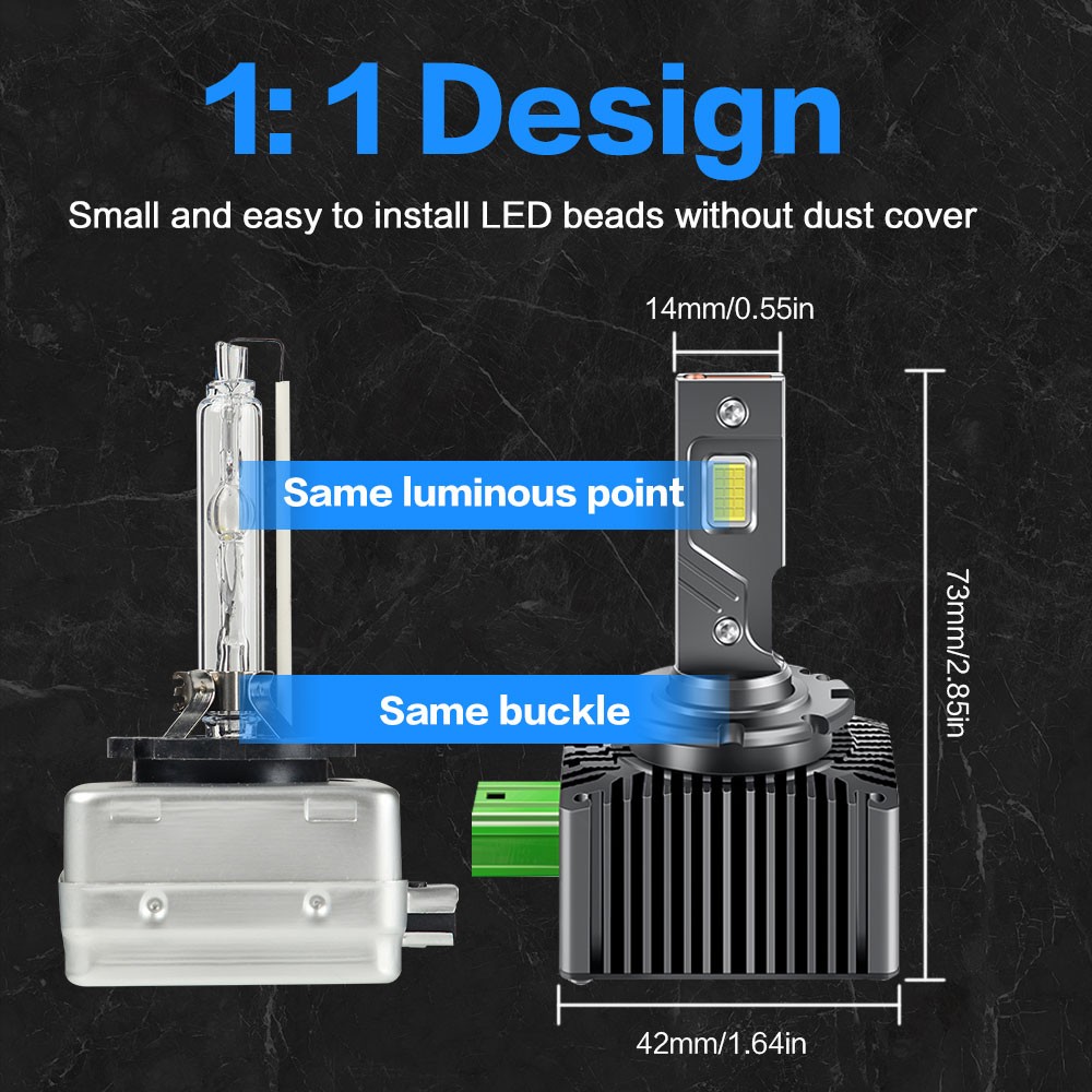 D3S D3R LED Headlight Bulbs Replace HID 8000LM High Low Beam Pair of 2