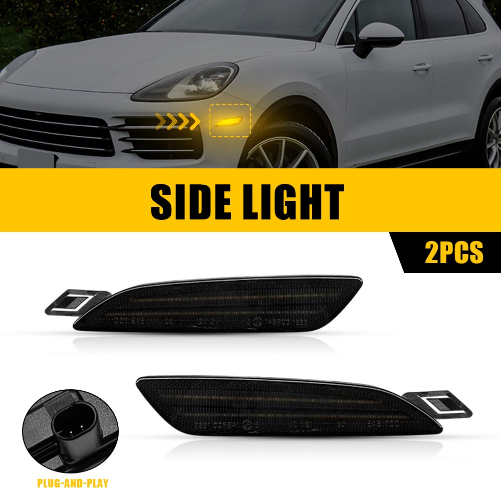 Front Left Right Smoked LED Side Marker Signal Light For Cayenne 958.2 2015-2019