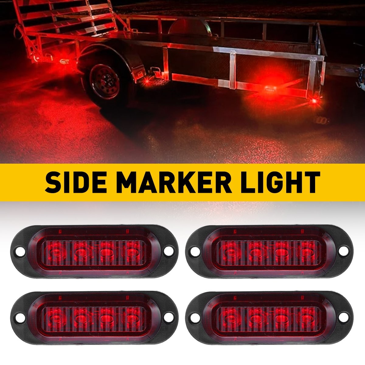 Red Oval Marker Light LED Truck Trailer Side Lamp Clearance Indicator Light 4pcs
