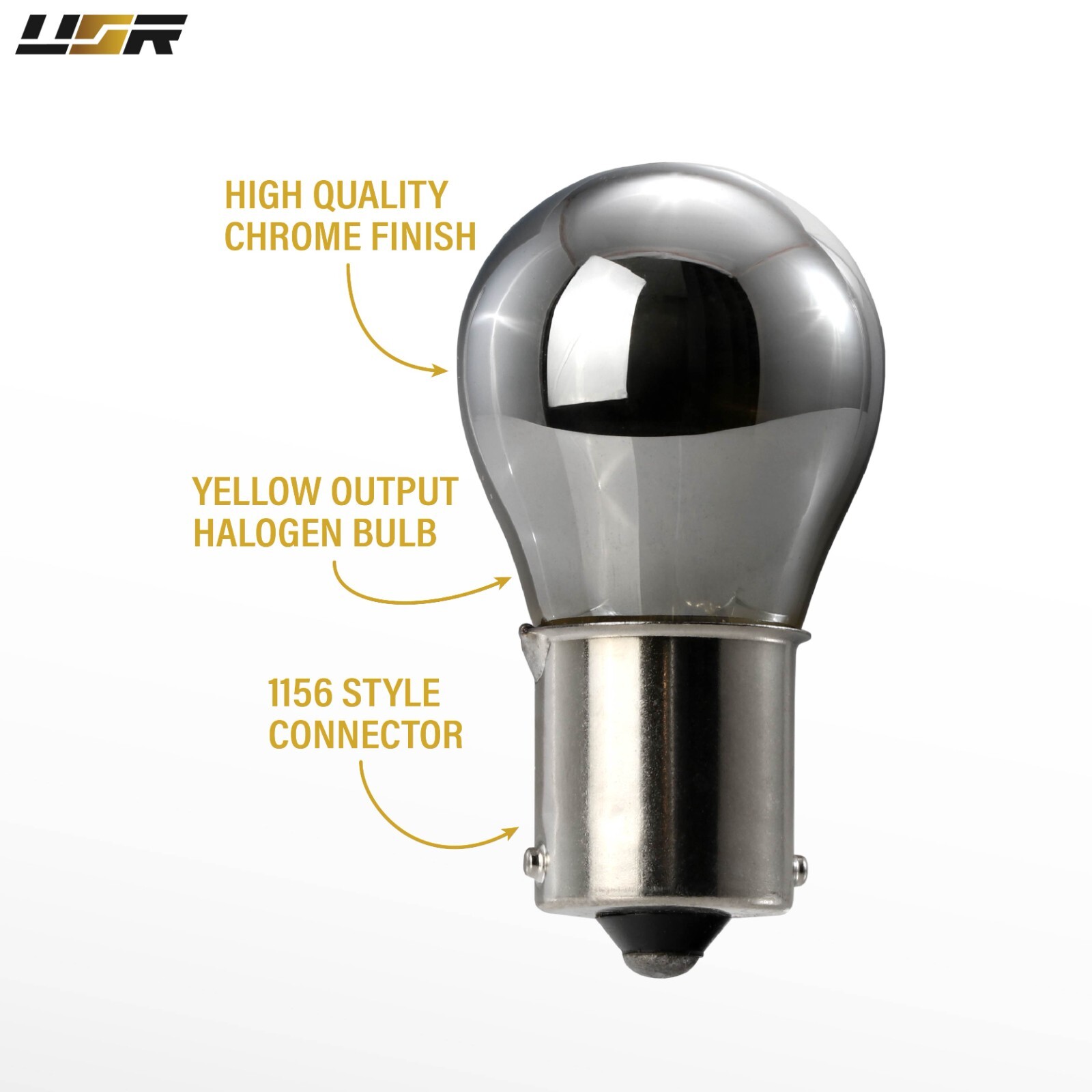 7506 / 1156 Straight Pin Stealth Chrome Yellow Halogen Bulbs Pair