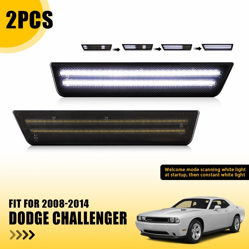 Cold White LED Rear Side Bumper Marker Signal Lamps For Dodge 08-14 Challenger A