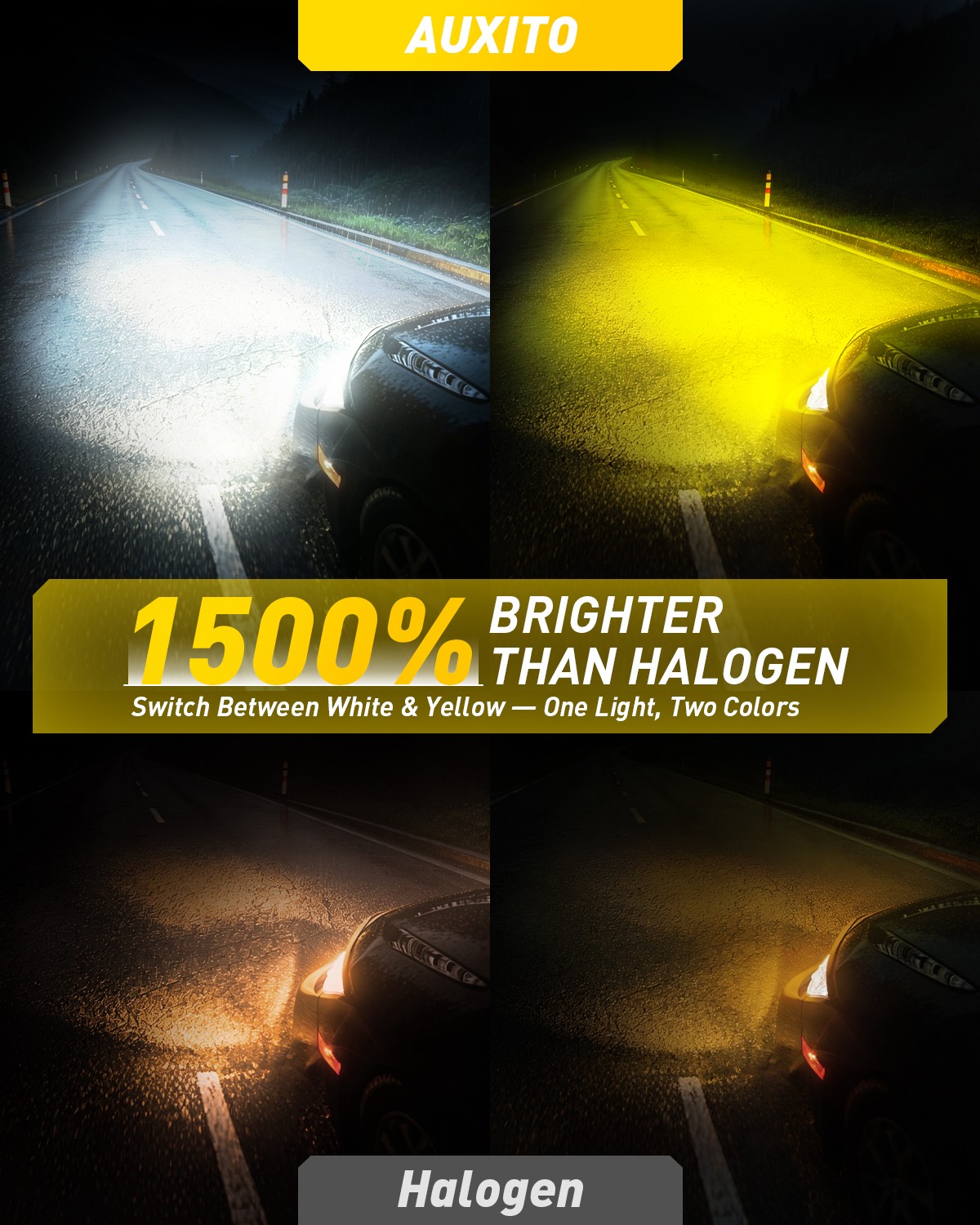 H11/H8 LED Headlight Super Bright Bulb White Yellow High/Low Beam 50000LM 2-6X