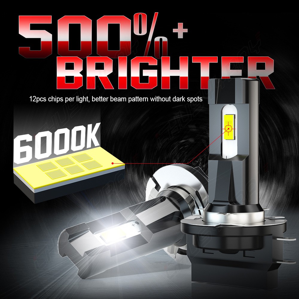 4PCS H7 H11B LED Headlights High Low Beam White Bulbs 6000K