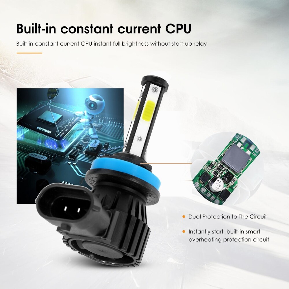 4-Side H9 H11 LED Headlight High Low Beam Bulb Super Bright 6500K White 360000LM