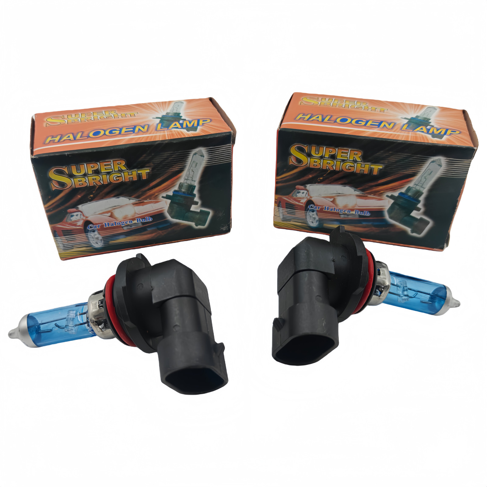 12-24V 100W 6000K 9006 Low Beam Headlight 2Pcs Blue Glass Car Front Left Right