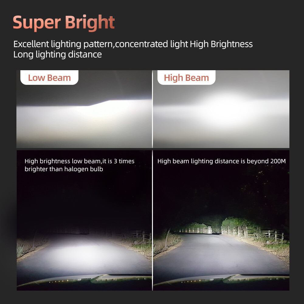 9006 HB4 2PCS LED Headlight 6000K Low Beam Bulb White PAIR Bright 6000K