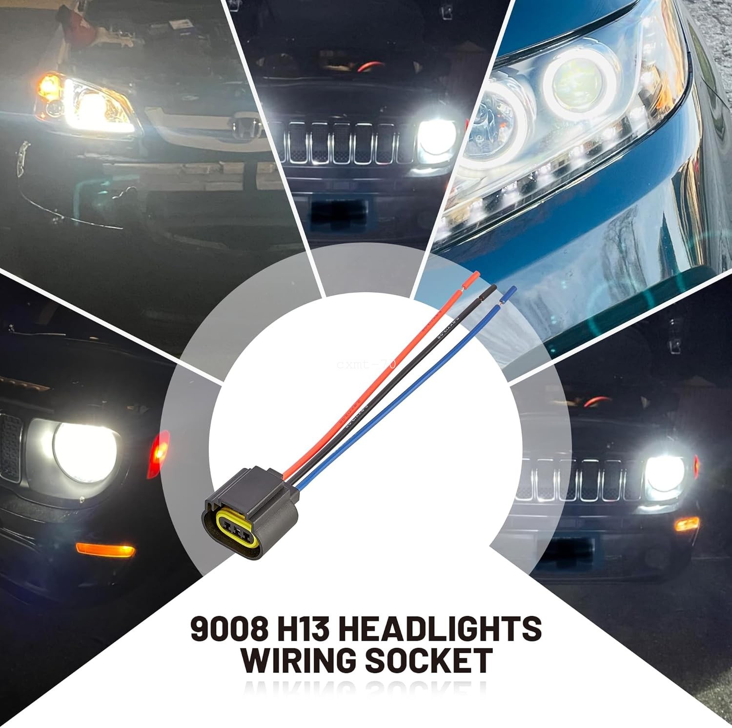 9008 H13 H13LL Headlight Bulb Adapter Plug 3 Pin for Ford F-150 F-250 F-350