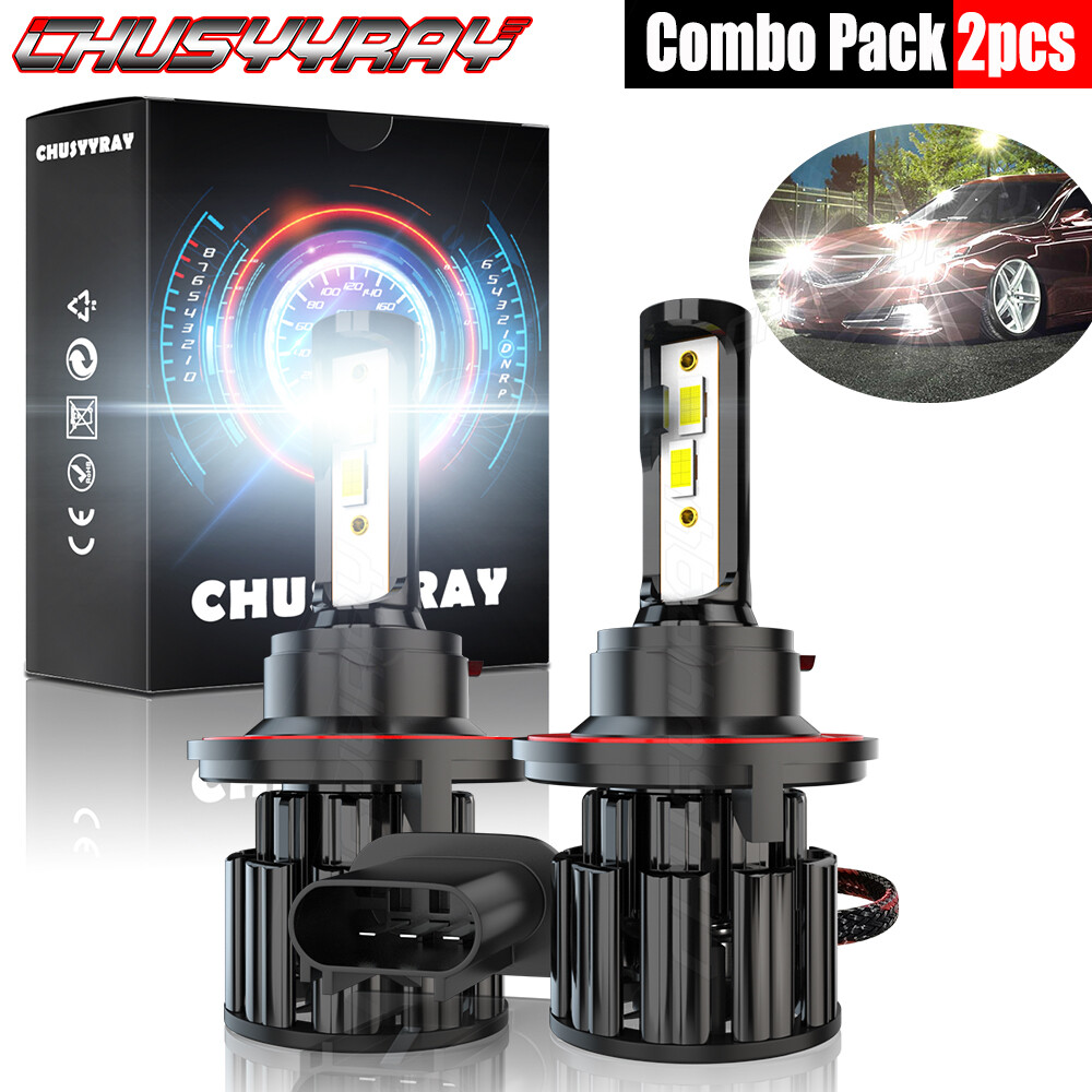 H13 9008 LED Headlight Bulbs Kit 100W 20000LM High & Low Beam Super Bright White